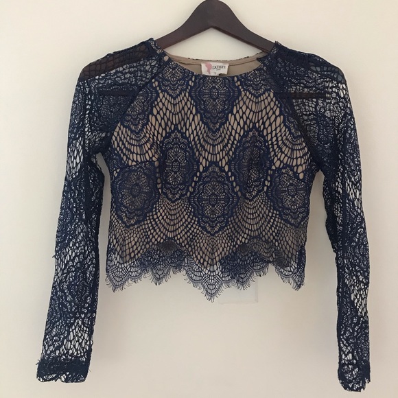 L'ATISTE Tops - Sexy and cute blue Lace crop top. Like New